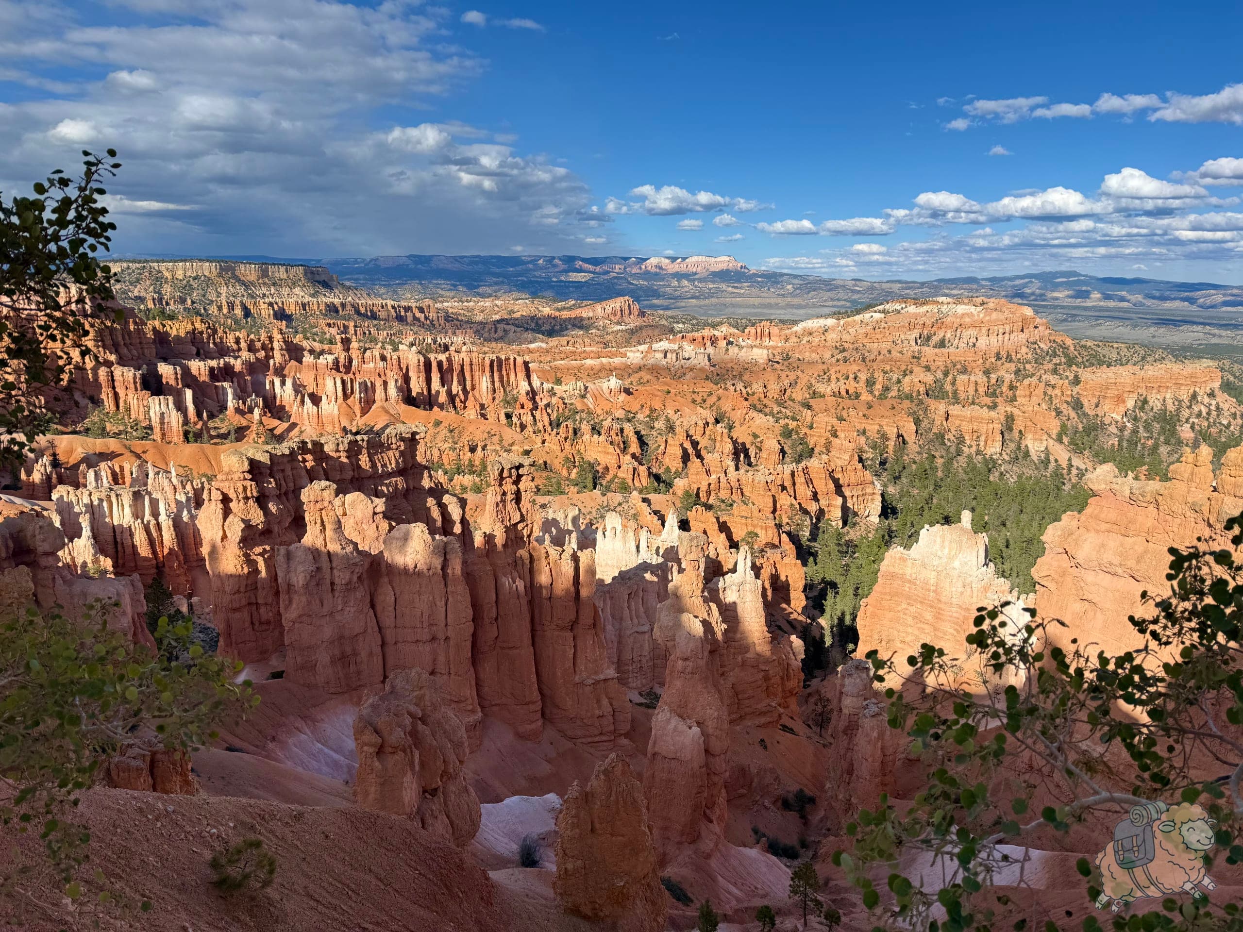 布萊斯峽谷 Bryce Canyon - 這是我接近日落時,在日落點Sunset Point 看到的情況,石柱反而會被山壁遮住,會有一片黑的部分。