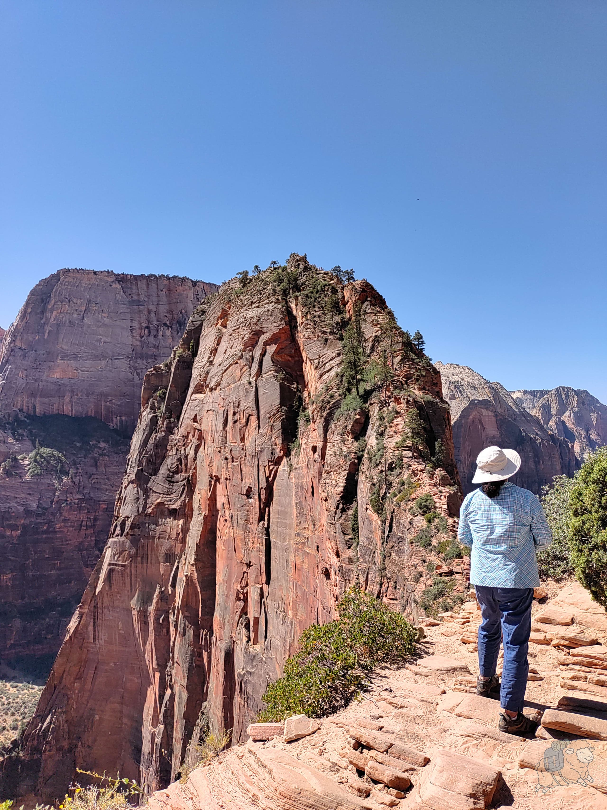 錫安國家公園 Angels Landing - 光滑的山脊線,其實空間還是很足夠大,慢慢走的話就不用擔心。有看到照片中山脊稜線上的小人嗎?那就是我們要走的路!非常刺激吧!